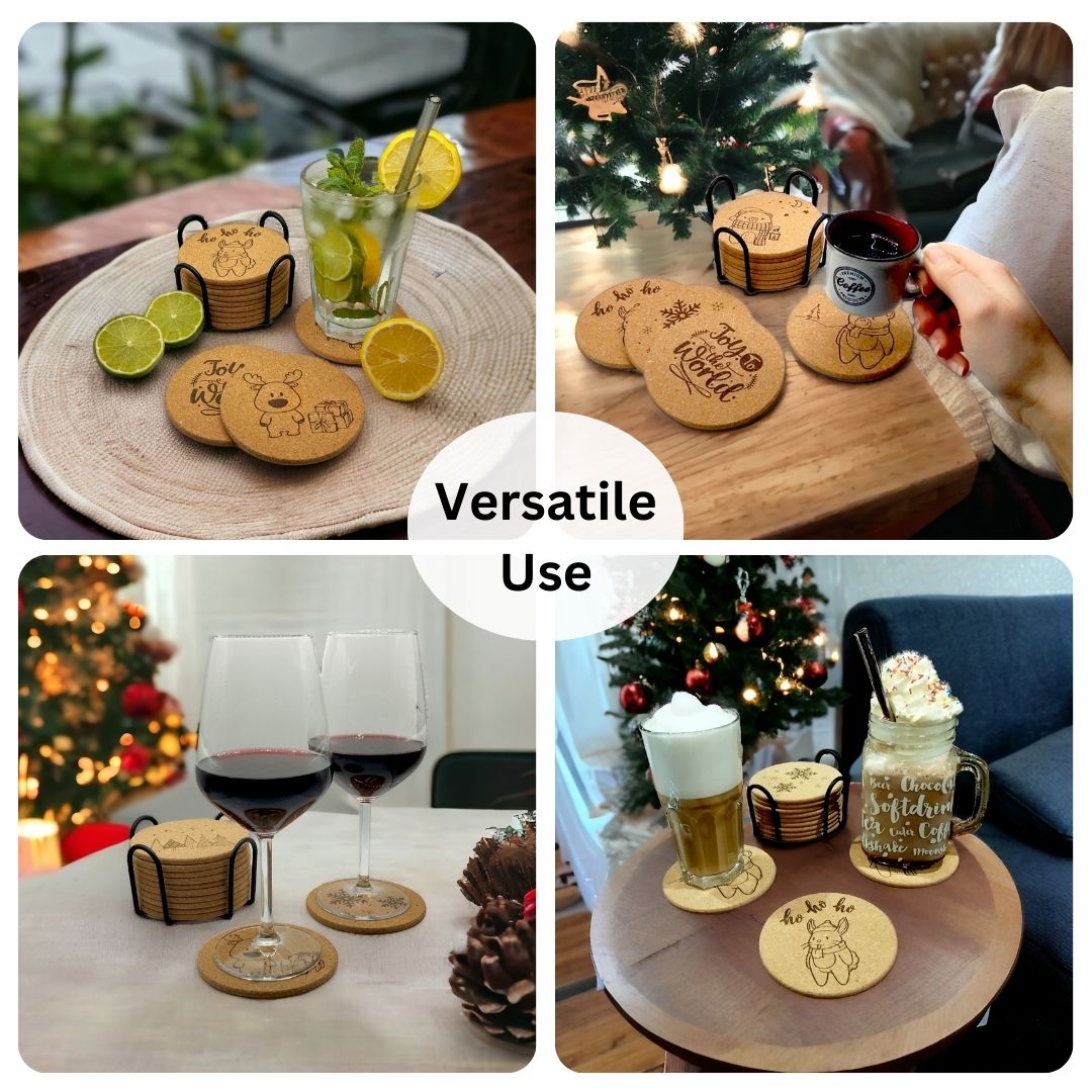 CARDEN Christmas Coasters - Natural Cork, 12er pack LIMITED OFFER