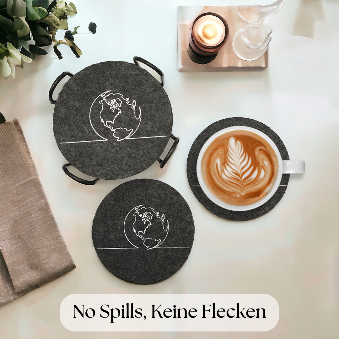 CARDEN Untersetzer aus Filz - 10er Set mit Exklusivem One Line One World Design