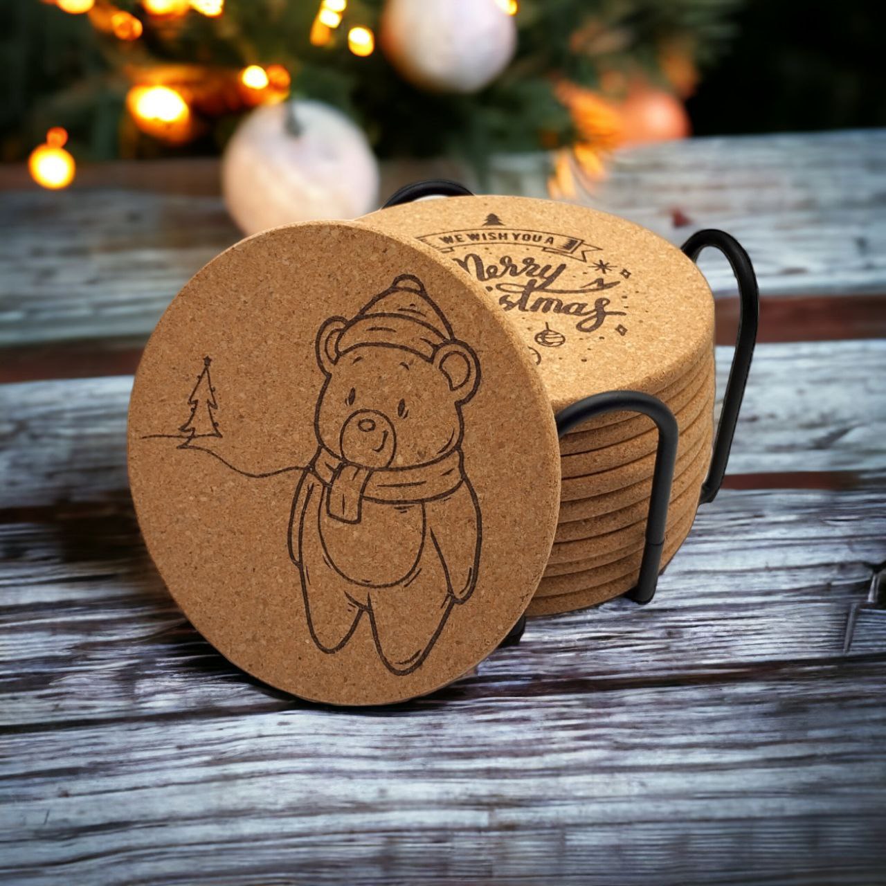CARDEN Christmas Coasters - Natural Cork, 12er pack LIMITED OFFER