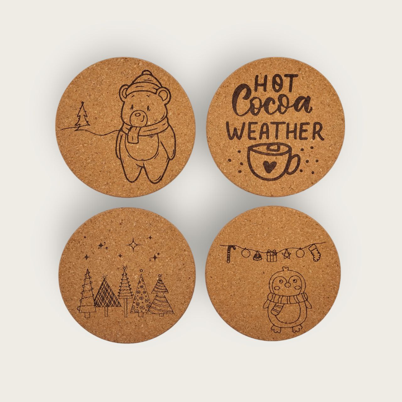 CARDEN Christmas Coasters - Natural Cork, 12er pack LIMITED OFFER