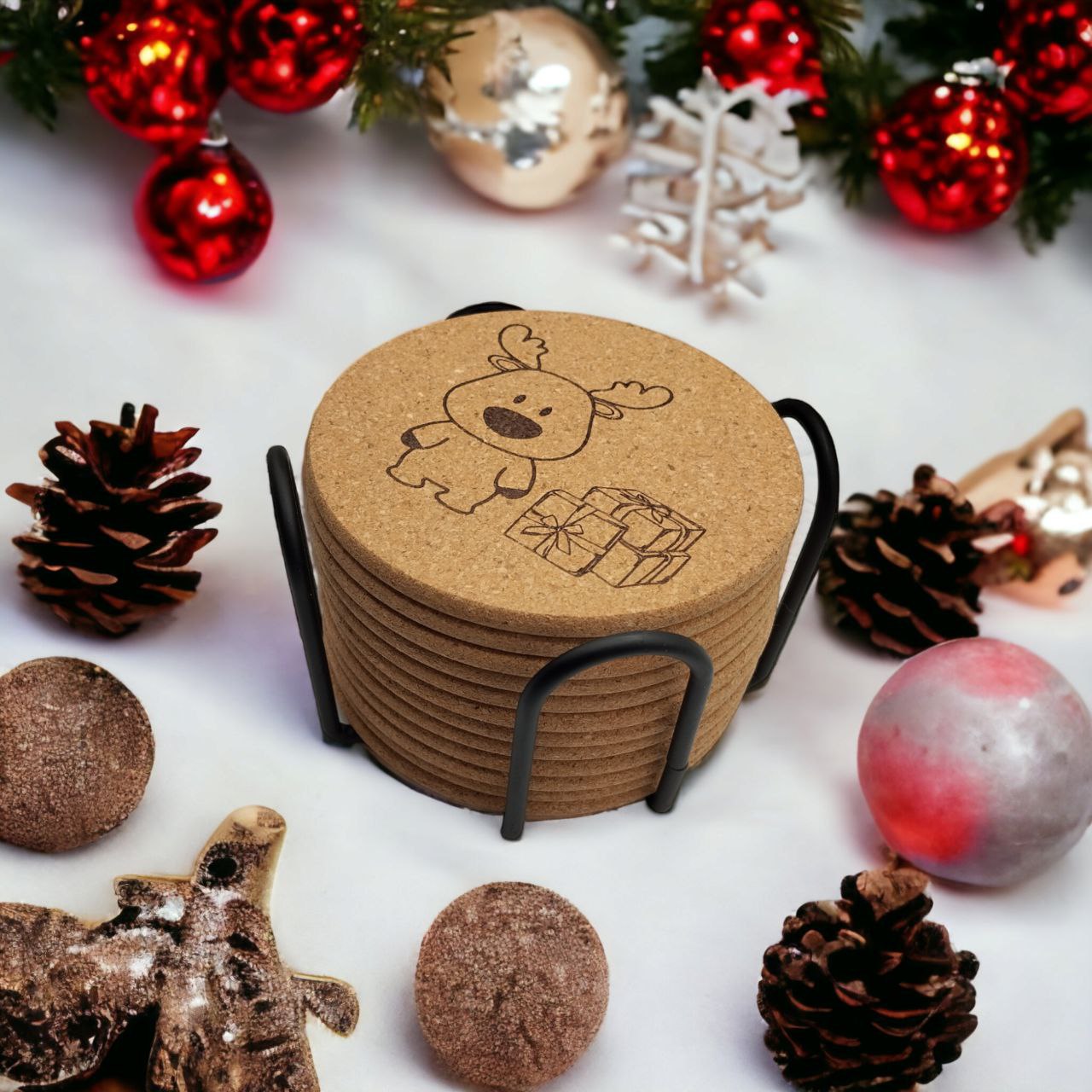CARDEN Christmas Coasters - Natural Cork, 12er pack LIMITED OFFER